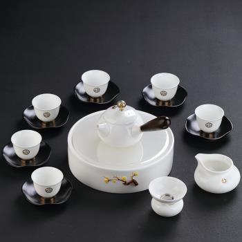 景德鎮羊脂玉白瓷茶具套裝家用茶杯簡約整套陶瓷功夫泡蓋碗泡茶壺