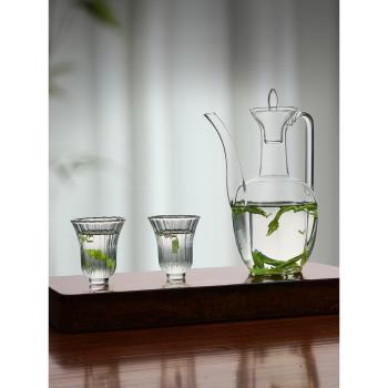 泡綠茶專用玻璃壺泡茶器套裝家用中式仿宋長嘴手執貴妃壺泡茶器