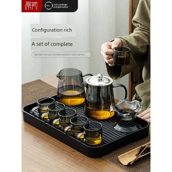整套功夫茶具高硼矽耐高溫玻璃茶壺杯子套裝辦公室家用帶茶盤組合