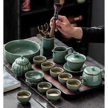 哥窯茶具套裝家用辦公室輕奢中式陶瓷茶壺茶杯功夫茶泡茶神器整套