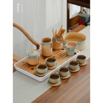 景德鎮粗陶功夫茶具套裝家用簡約日式輕奢陶瓷茶壺茶杯禮盒蓋碗套