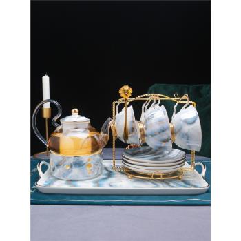 輕奢水果茶壺套裝玻璃北歐花茶壺歐式下午茶花茶杯子英式下午茶具