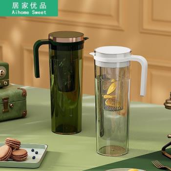 居家油品輕奢家用密封冷水壺茶壺耐高溫過濾透明可視泡茶壺咖啡壺