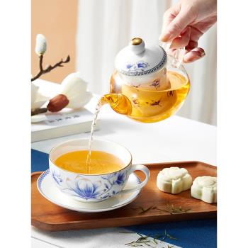 共禾京品中國風高顏值花茶壺玻璃茶具套裝下午茶杯碟高檔生日禮物