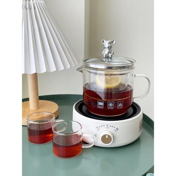 輕奢電陶爐養生壺套裝家用小型煮茶壺養生電燉杯全玻璃電熱燒水壺