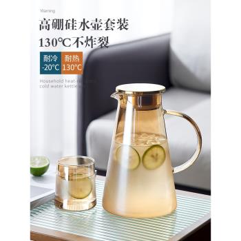 冷水壺玻璃耐高溫家用涼白開水杯大容量泡茶壺套裝扎壺夏季果汁瓶