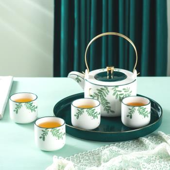 簡舍輕奢下午茶茶具套裝北歐水果茶壺家用杯具陶瓷花茶杯套杯禮盒