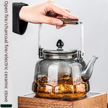 玻璃煮茶壺耐高溫電陶爐專用蒸煮茶器大容量家用泡茶壺提梁燒水壺