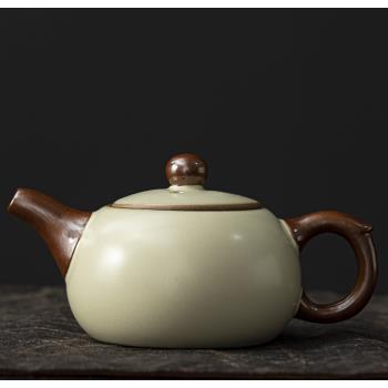 汝窯米黃茶壺西施壺小號日式單壺喝茶家用辦公陶瓷功夫茶具泡茶壺