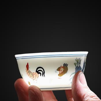雞缸茶杯斗彩陶瓷手工仿大明成化品茗主人杯茶壺蓋碗復古功夫茶具