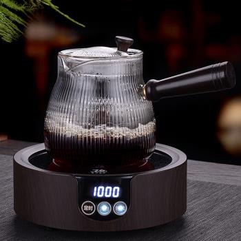 76電陶爐煮茶器家用側把玻璃蒸茶壺兩用燒水煮茶爐圍爐煮茶套裝