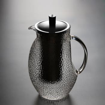 日式錘紋加厚耐熱玻璃壺大號不銹鋼內膽過濾煮茶壺花茶壺功夫茶具