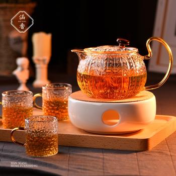 涵香花茶壺套裝下午茶玻璃茶具蠟燭加熱水果茶壺女英士花茶杯套裝