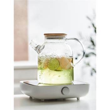 圍爐煮茶壺玻璃冷水壺大容量耐高溫涼水壺養生水果花茶壺套裝家用