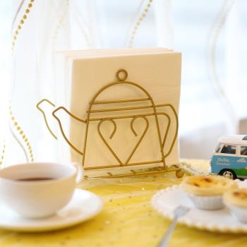 復古金色茶壺造型咖啡館紙巾架