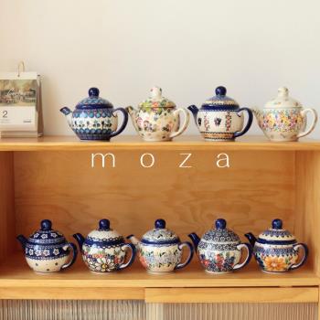 莫雜現貨波蘭手繪陶瓷0.50L咖啡壺內置茶濾家用下午茶壺歐式水壺