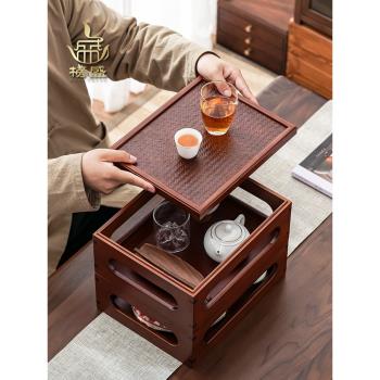 榜盛茶具收納盒桌面帶蓋放功夫茶杯裝茶葉碗茶壺可疊加儲存置物架