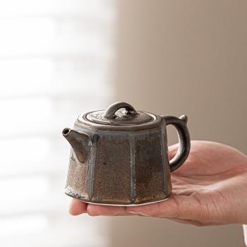 ENCAN茶壺陶瓷單壺復古風鎏金小容量中式功夫茶壺高顏值泡茶壺