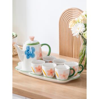高顏值陶瓷水杯水具套裝家用客廳大容量水壺茶壺家庭待客高級感
