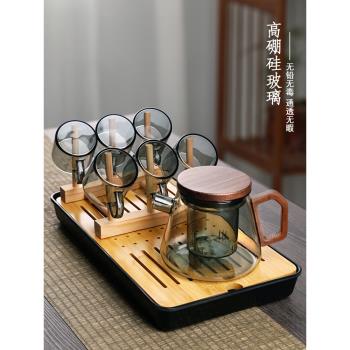 茶壺泡茶家用加熱煮茶茶水分離加厚玻璃功夫茶泡茶壺茶杯茶具套裝