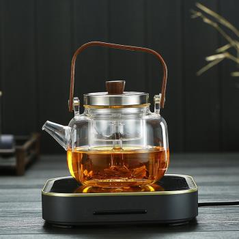 提梁壺煮茶器煮茶爐玻璃紅茶泡茶壺耐高溫電陶爐煮茶茶具套裝家用