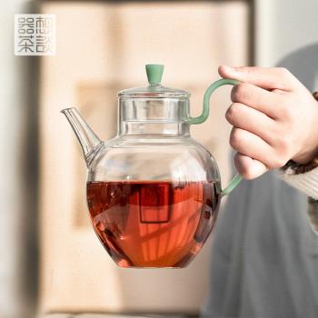 器想茶談玻璃泡茶壺耐高溫加厚單壺濾網內置家用大號日式煮燒水壺