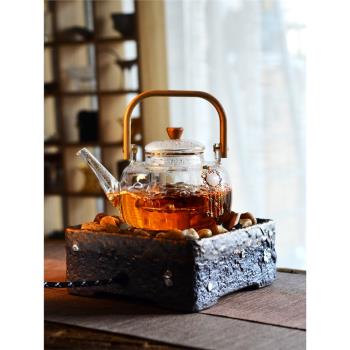 中式新時尚家用高硼硅耐熱玻璃煮茶壺花草茶養生明火圍爐小清新壺