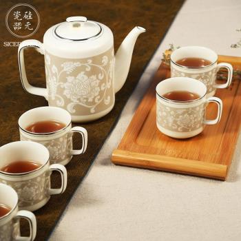硅元陶瓷 中式茶壺套裝茶具家用水壺釉中彩功夫茶大號茶壺茶杯