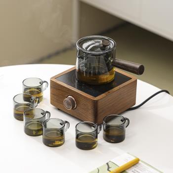 心靈屋側把玻璃茶壺家用煮茶壺加厚耐高溫泡茶壺過濾功夫茶具套裝