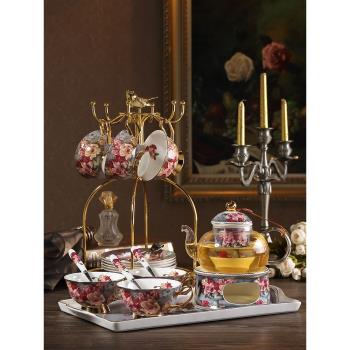 美道下午茶茶具套裝英式骨瓷花茶具水果茶壺北歐風格蠟燭煮茶加熱