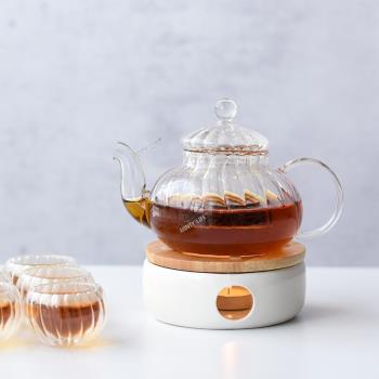 耐熱玻璃茶壺泡茶壺家用煮茶壺單壺可加熱茶具圍爐煮茶保溫底座