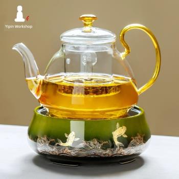 一品工坊大容量玻璃茶壺耐高溫泡茶壺家用電陶爐煮茶器白茶具套裝