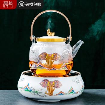 玻璃蒸煮茶壺電陶爐燒水壺專用茶具耐高溫加厚提梁泡茶器茶爐套裝