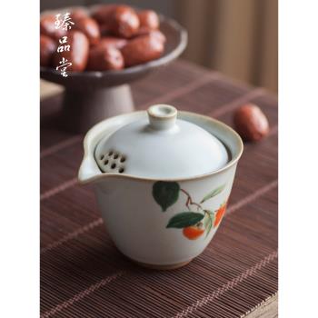 復古汝窯茶壺汝瓷功夫茶具手抓壺家用三才蓋碗陶瓷茶壺茶碗大茶杯