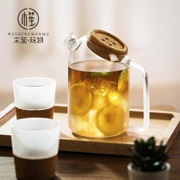 木笙玩物玻璃涼水壺套裝家用泡茶壺創意磨砂耐高溫冷水壺客廳日式