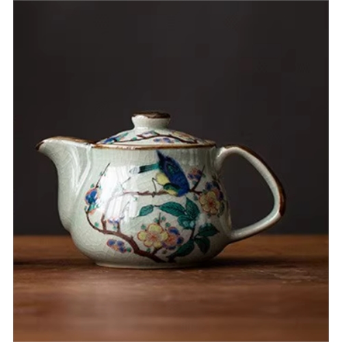 日本進口九谷燒赤繪金彩鳳凰圖急須日式陶瓷茶道茶具茶壺后手壺|茶壺