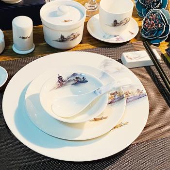 飯店陶瓷骨頭碗筷四件套擺臺餐具