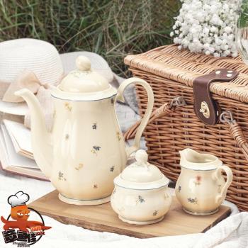 德國Seltmann藍邊花海象牙白瓷器餐具餐盤子碗湯盅咖啡杯碟茶杯子
