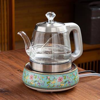 專用燒水壺底部上水全自動一體耐熱玻璃煮茶壺茶壺保溫陶瓷熱水壺