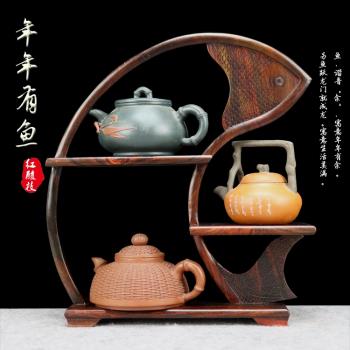 大紅酸枝實木小博古架多寶閣紅木茶具架古玩盆景茶壺展示仿古中式