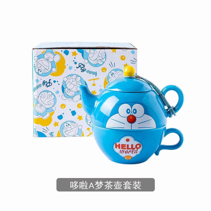 哆啦A夢泡茶壺陶瓷單壺快客杯帶過濾功夫茶具一壺一杯單人小套裝|茶壺