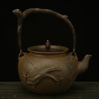 純手工枯木逢春鐵壺鑄鐵茶壺燒水壺無涂層復古茶具套裝節日禮品壺