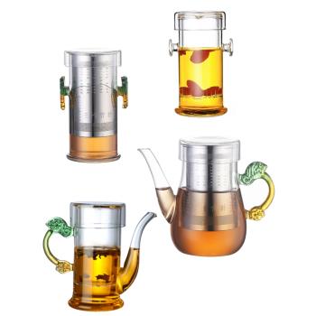 耐熱玻璃加厚雙耳杯套裝茶壺
