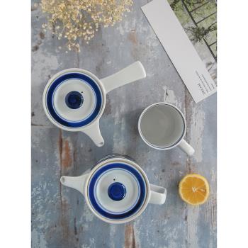 波佐見 日本進口陶瓷釉下彩手繪和風功夫茶具藍海草茶壺茶杯