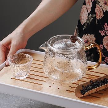 錘紋玻璃泡茶壺家用耐高溫養生壺電陶爐煮茶小單壺沏茶過濾沖茶器
