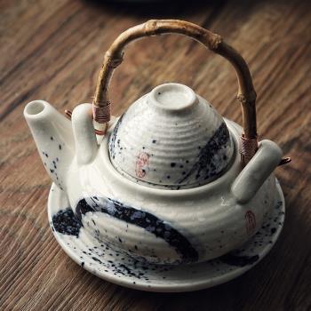 桔梗家 日式陶瓷海鮮湯壺小茶壺配茶杯 日韓料理餐具單人餐廳茶壺
