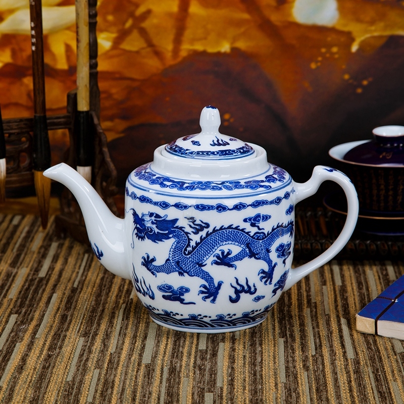 茶壺水壺油壺中國風老式懷舊青花釉下彩景德鎮陶瓷餐具家用|茶壺|ETMall