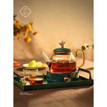 涵香花茶壺套裝蠟燭加熱煮水果茶壺英式輕奢下午茶玻璃泡茶茶具