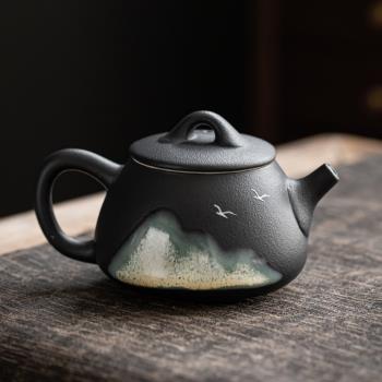 單個日式防燙大小號側把陶瓷茶壺