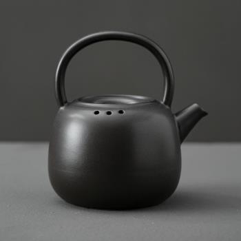 日式炭燒茶壺黑陶提梁煮泡茶器陶瓷火爐溫茶器如意燒水壺功夫茶具